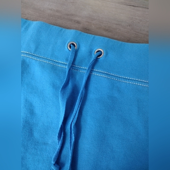 Lands' End turquoise blue jersey knit athleisure skirt with drawstring waist - Picture 4 of 9